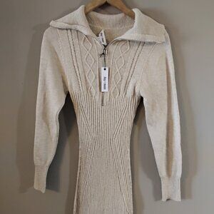 Day + moon, cotton blend hooded sweater dress, Mont Blanc style